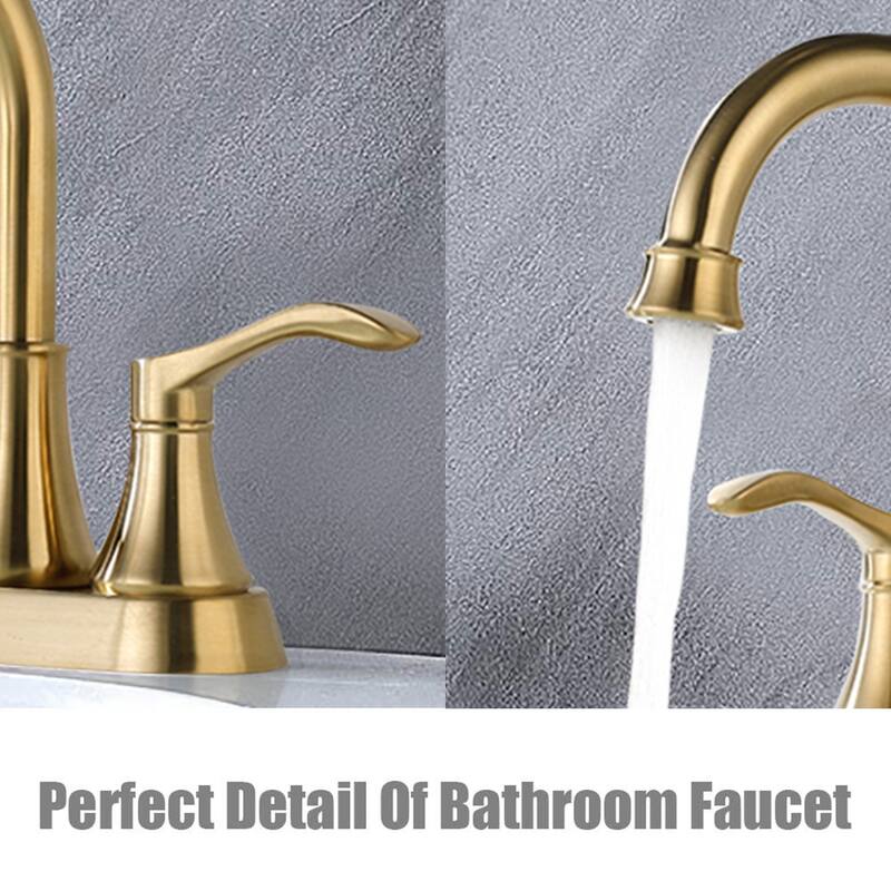 Brushed Gold 2-handle Bathroom Sink Faucet with Drain