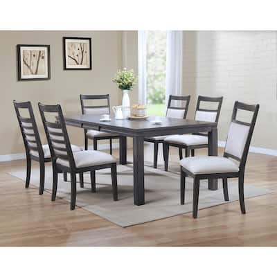 Extendable Dining Set - 7 Piece Rectangular Table & Chairs - Seats 8 - Modern Design