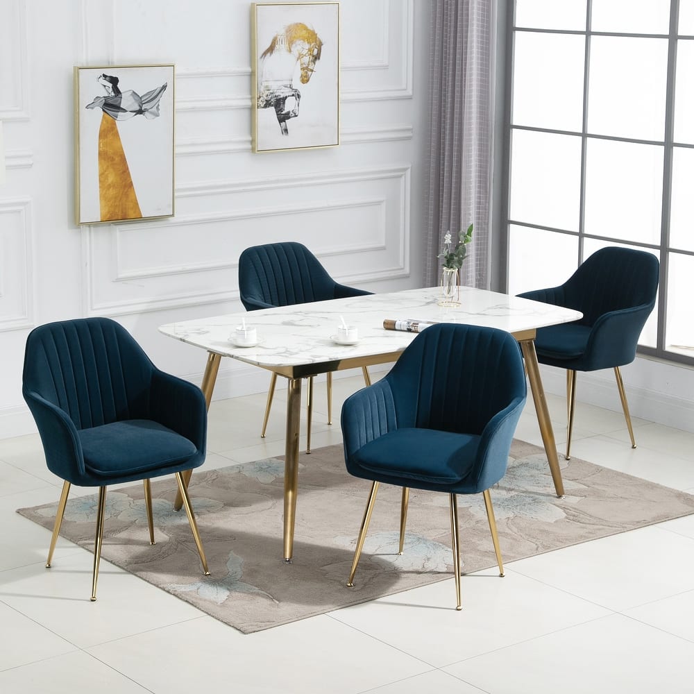 AVAWING Upholstered Velvet Dining Chairs Accent Arm Chairs Set of 4