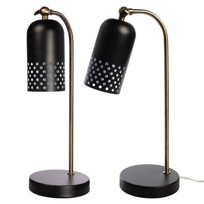 2Pcs Adjustable Black Metal Desk Lamps 18 Inch