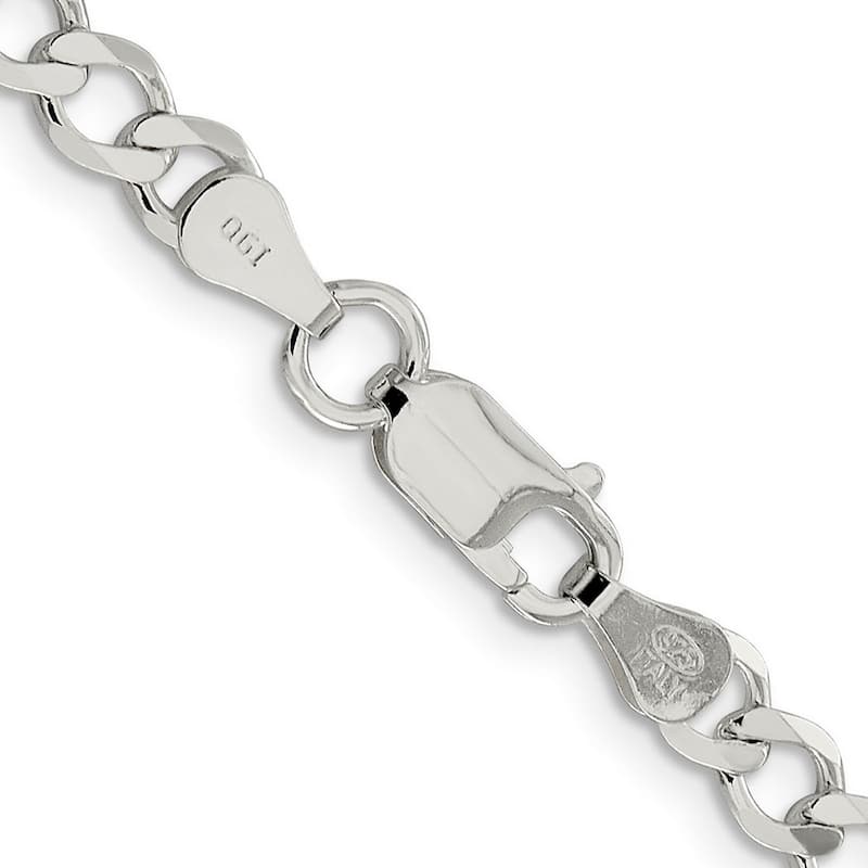 Curata 925 Sterling Silver 5.3mm Polished Flat Curb Chain Necklace