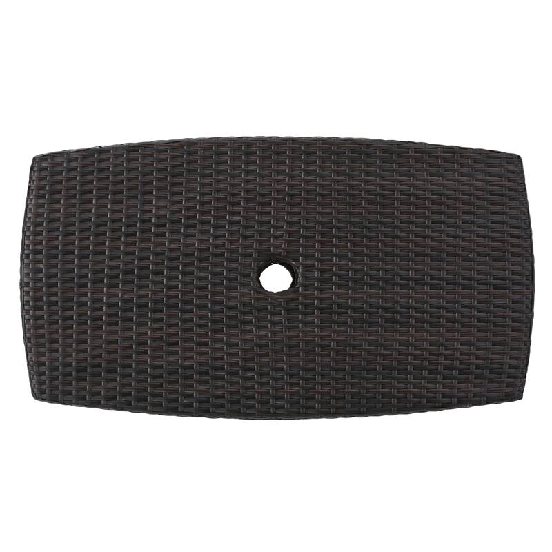 Berkeley Outdoor Wicker Side Table with Umbrella Hole by Christopher Knight Home - 19.5"H x 34"W x 22"D