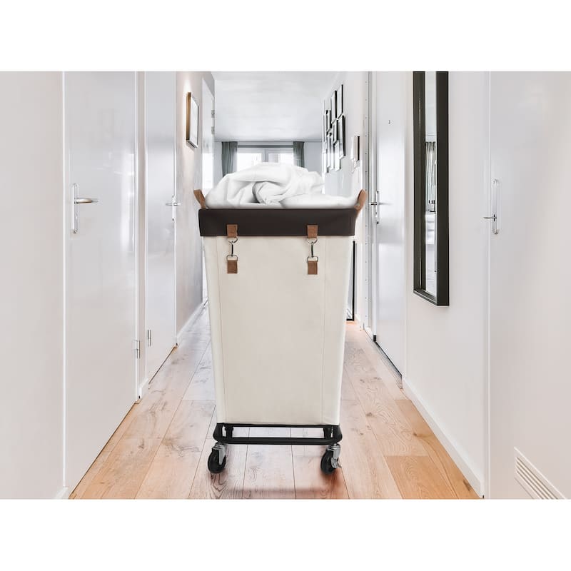 Large Laundry Hamper with Wheels, 160L Canvas Laundry Basket for Hotel, Home, Closet, Dorm