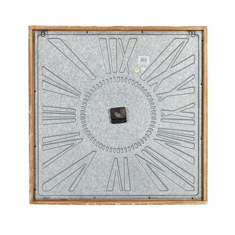 Metal Distressed Square Wall Clock - Gray - Roche River Decor - 2"W x 25"L x 25"H
