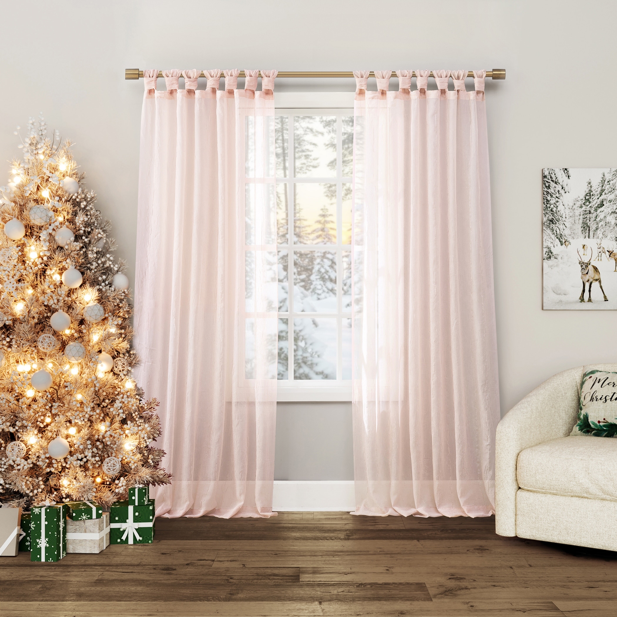 No. 918 Krista Holiday Twist Tab Sheer Tab Top 1-Piece Curtain