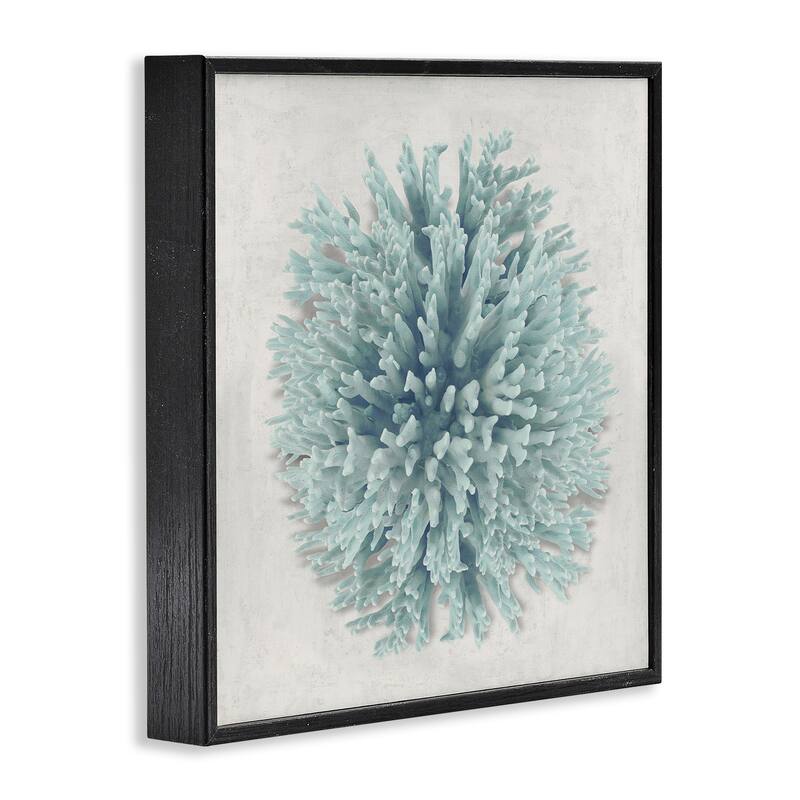 Stupell Coral Ball Blue Sea Beach Design,12 x 12, Framed Wall Art