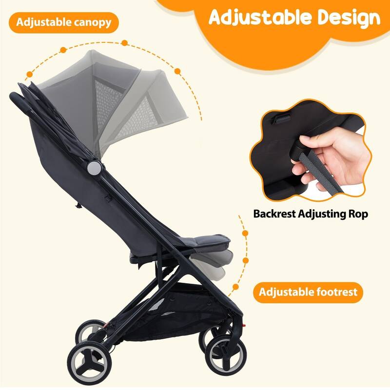 Compact One-Hand Fold Travel Stroller for Airplane Friendly