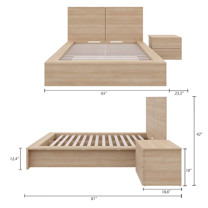 James 3-Piece Bedroom Set with Bed, Headboard, and Nightstand