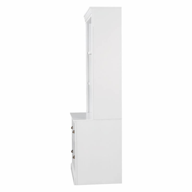 83.4" Tall Bookshelf with LED Lighting, 2 Drawers and 3 Open Shelves