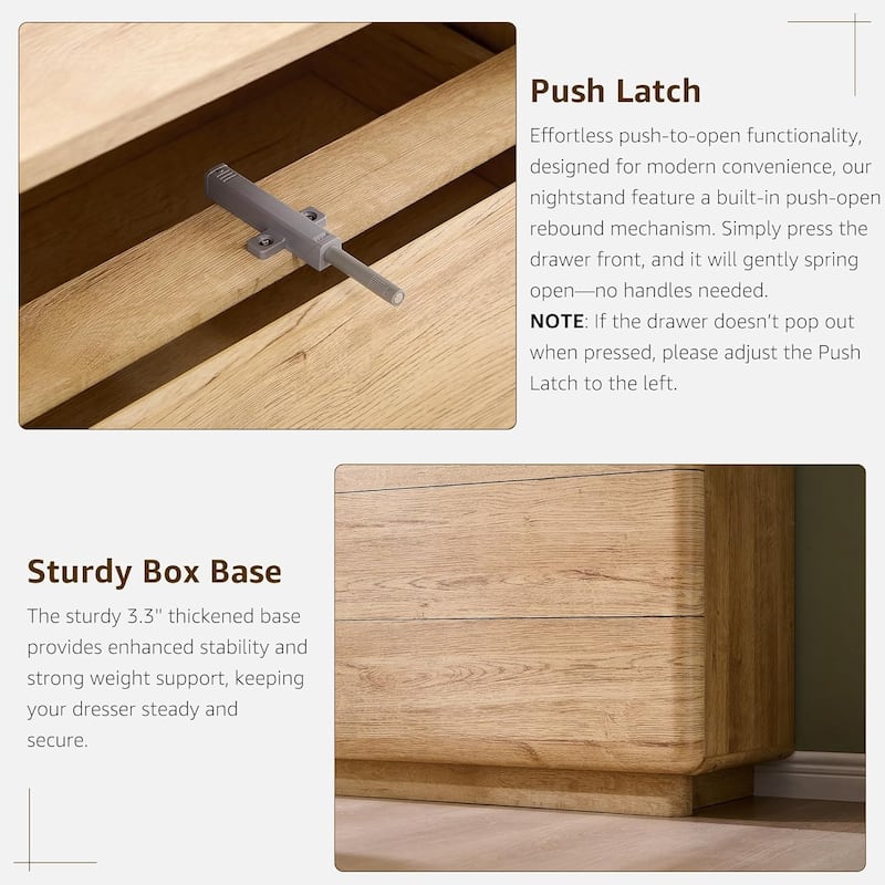 Modern 6 Drawer Dresser for Bedroom, Handle-less Wooden Dressers