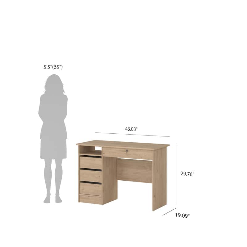 Porch & Den Wescot Home Office Writing Desk with 4 Drawers and Open Shelf
