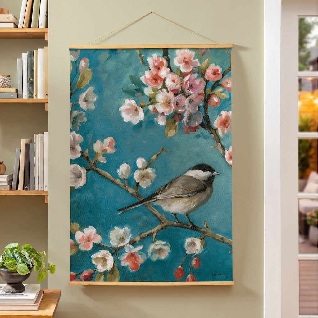 Indoor Wall Decor Canvas Tapestry, Bird on Floral Branches