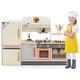 preview thumbnail 7 of 9, Wooden Play Kitchen Set with Realistic Range Hood and Refrigerator Perfect Gift for Kids - 35.5" x 9" x 25.5" (L x W x H)