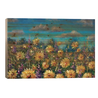 Beautiful Field Flowers Wildflower Art Print On Wood by Valery Rybakow - Multi-Color
