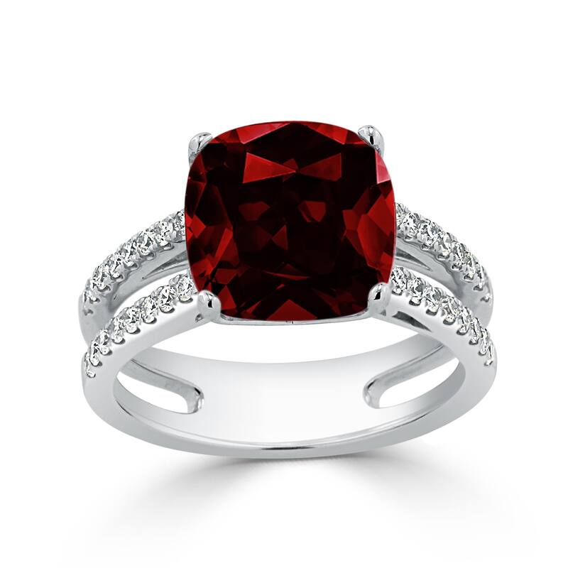 Auriya Modern 5ct Cushion-cut Garnet and Diamond Engagement Ring 1/4cttw 14k Gold