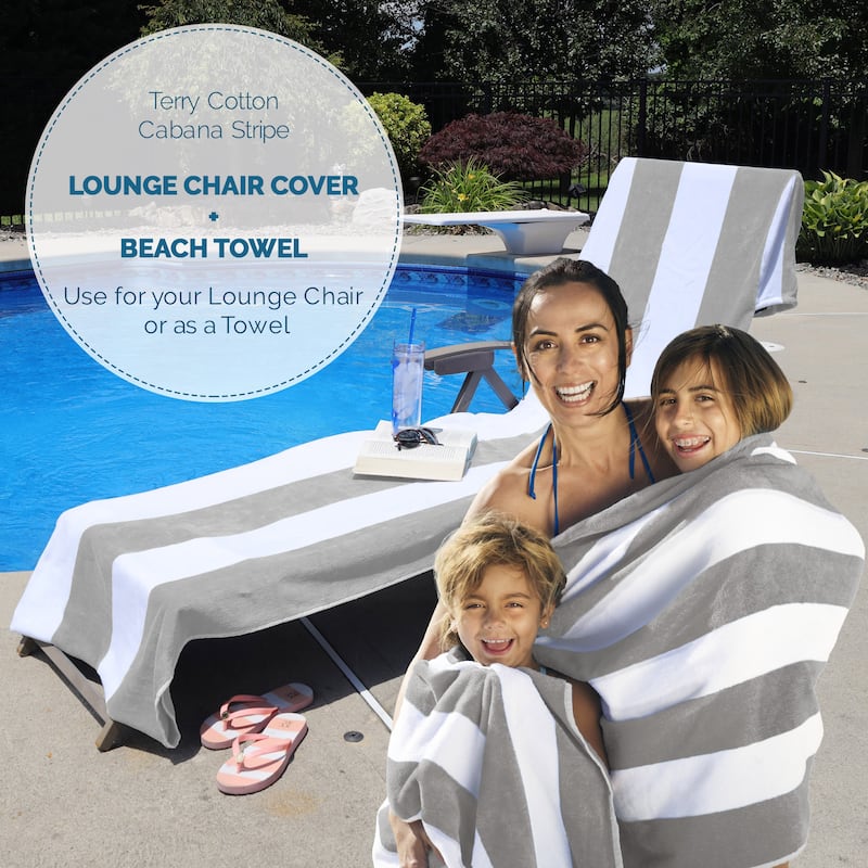 Superior Cotton Cabana Stripe Standard Size Towel/ Chaise Lounge Chair Cover