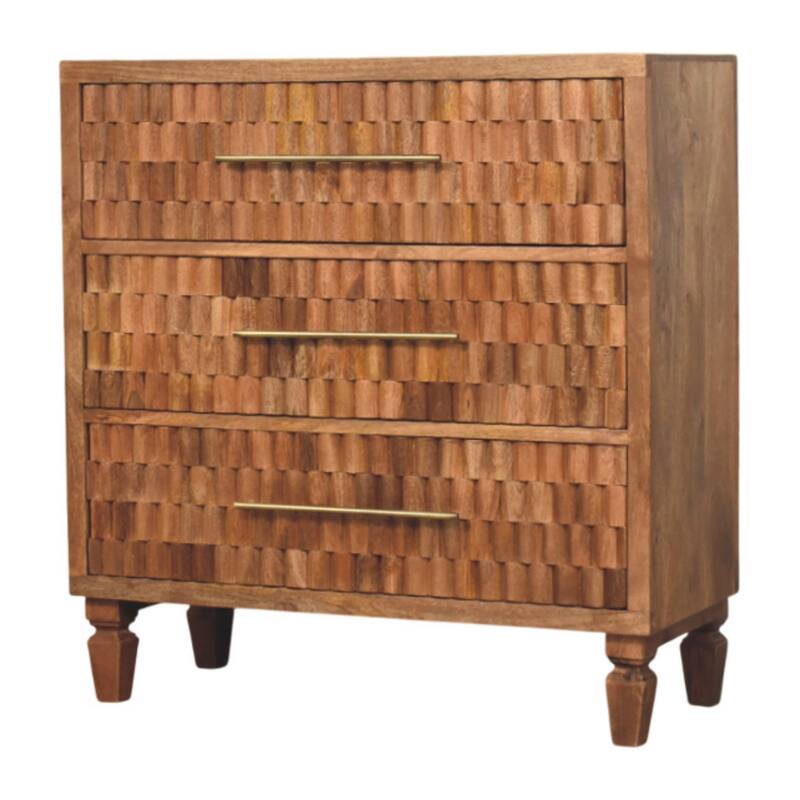Artisan Furniture Solid Wood Arno Chest – Teak, Beige,3-Drawers