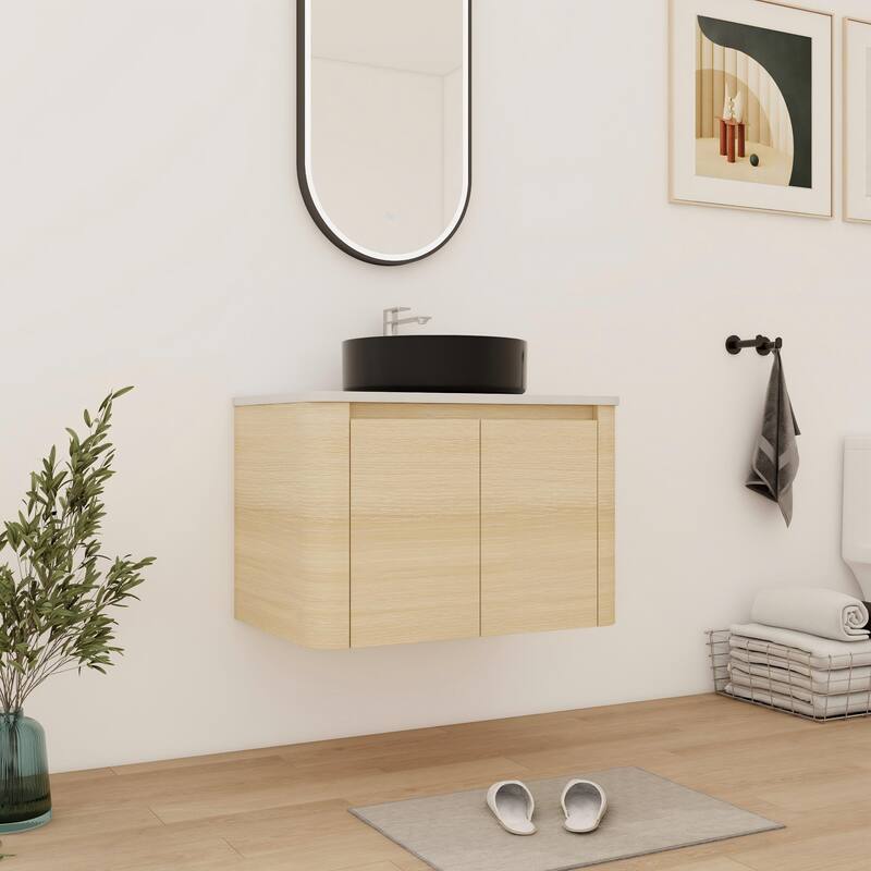 Bathroom Vanity With Sink In 24/30 Inch, Floating Bathroom Vanity With Soft Close Door
