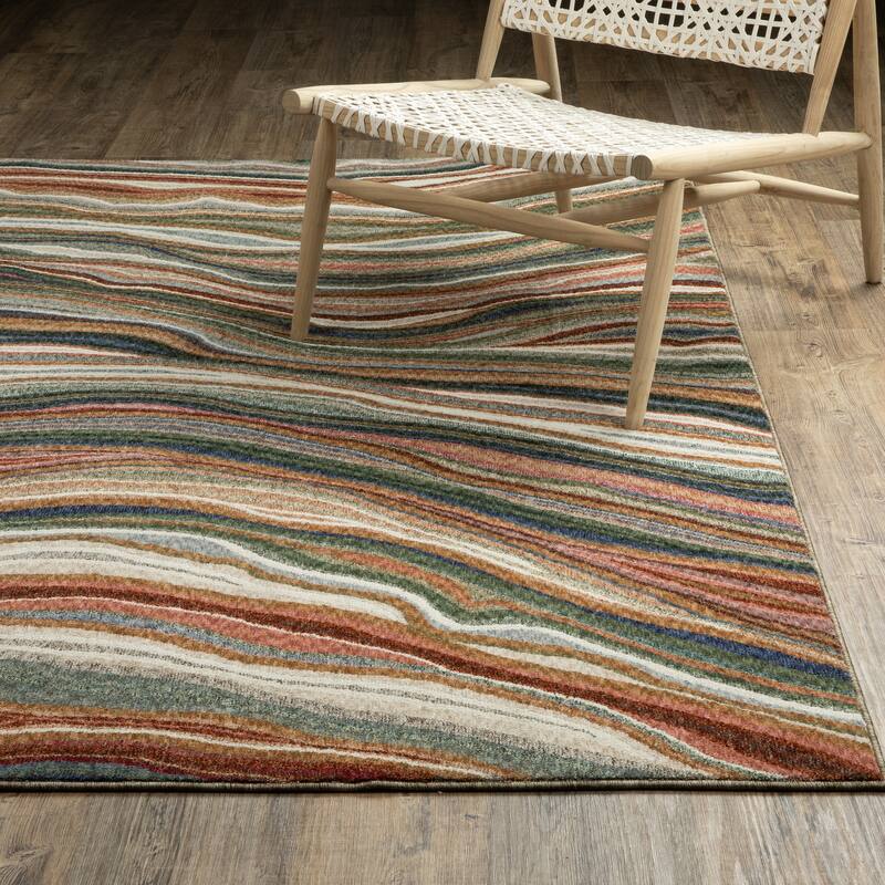 Tobias Abstract Waves Multi-colored Area Rug