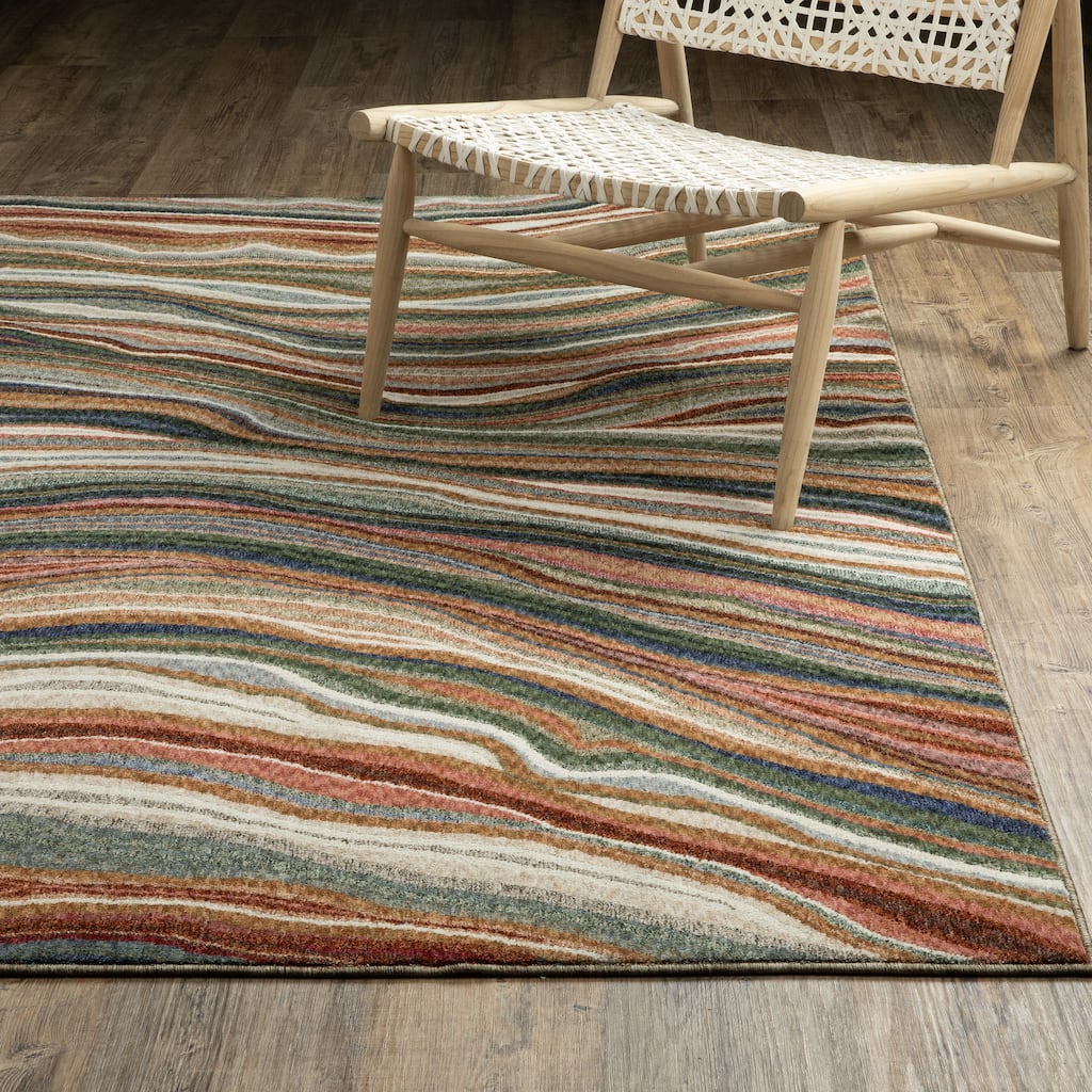 Tobias Abstract Waves Multi-colored Area Rug