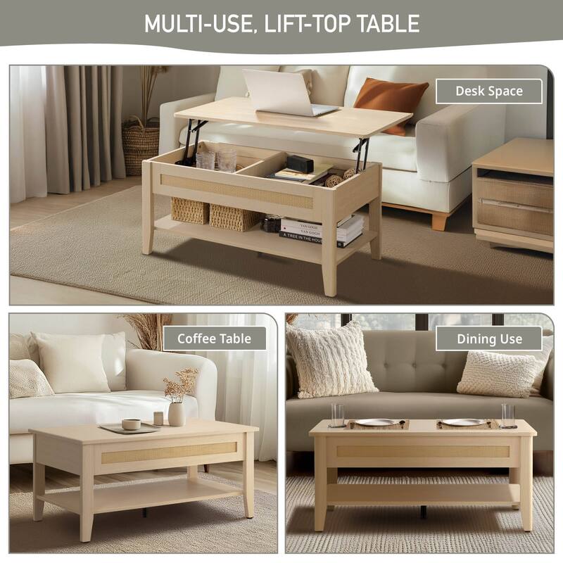 Chelsea Square Lennox Lift-Top Rattan Coffee Table - 19x16
