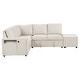 preview thumbnail 28 of 58, L Shaped Polyester Sectional Sofa with USB Ports and Cup Holders