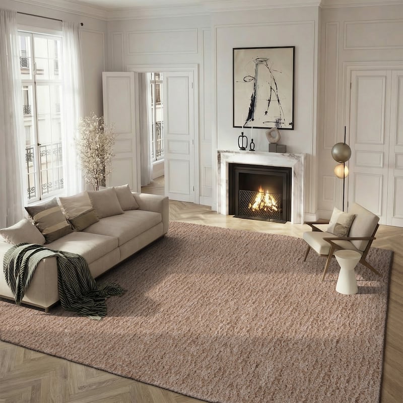 SAFAVIEH Handmade Ryann Shag Anneclaar Solid Polyester Rug