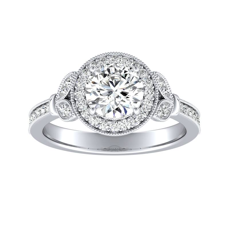 Auriya 14k Gold 1 1/4ctw Vintage Moissanite Engagement Ring - White - 9
