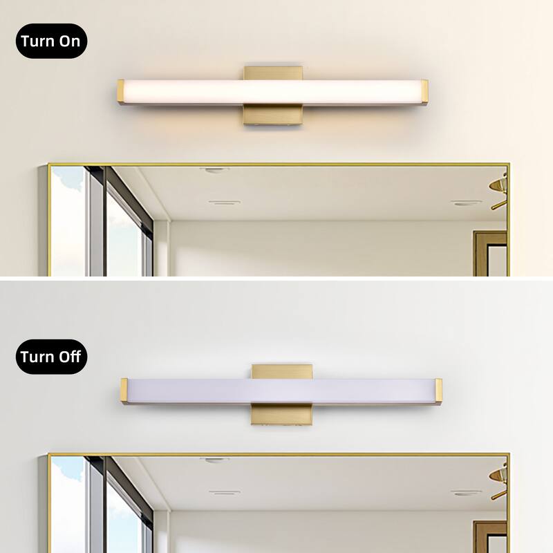 Modern Integrated LED Vanity Light Bar - 6 Variants (24in/30in, Matte Black/Brushed Nickel/Gold), 3000K, Damp Rated for Bathroom