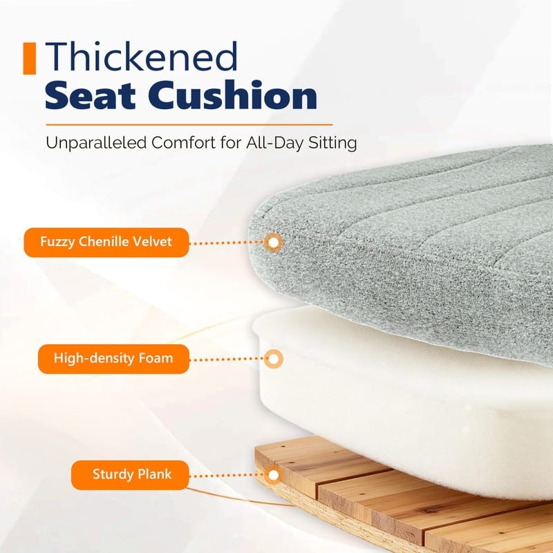 Chenille Swivel Chair With Adjustable Flip-Up Arms For Cross-Legged