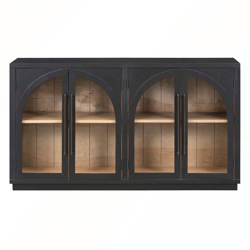 4 Doors Large Storage Sideboard Buffet Cabinet with Glass Doors