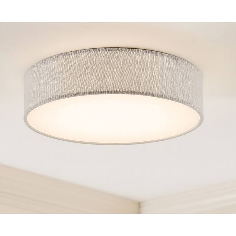 AFX Ashland LED Flush Mount - 12.5" Dia. - Grey Linen - 3000K/3500K/4000K