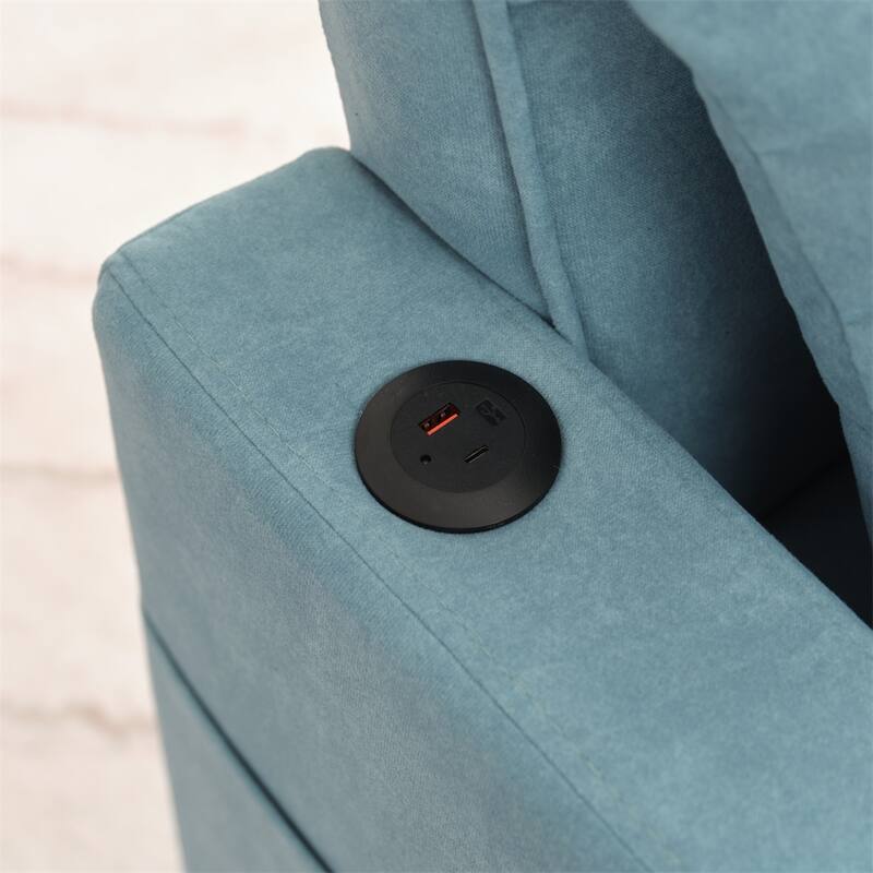 3-in-1 Pull Out Convertible Sleeper Chair w/ USB Ports,Wear Resistant