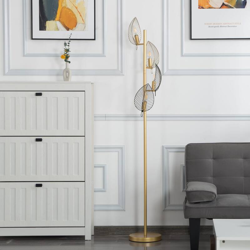 67.3" Tall Corner Tree Floor Lamp with 4-Light and Metal Base