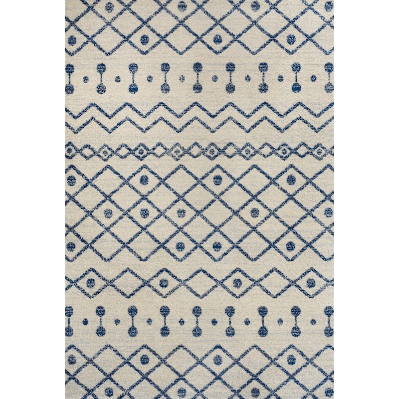 JONATHAN Y Izil Moroccan Beni Souk Area Rug - 5 X 8 - Cream/Navy