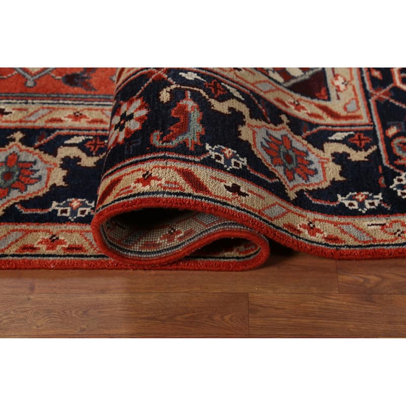 Geometric Heriz Serapi Oriental Area Rug Handmade Wool Carpet - 9'0"x 11'9"