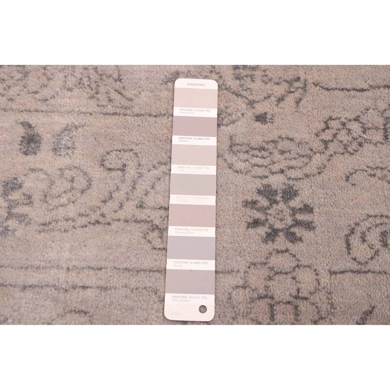 ECARPETGALLERY Hand Loomed Elysian Light Grey Viscose, Wool Rug - 6'8 x 10'0