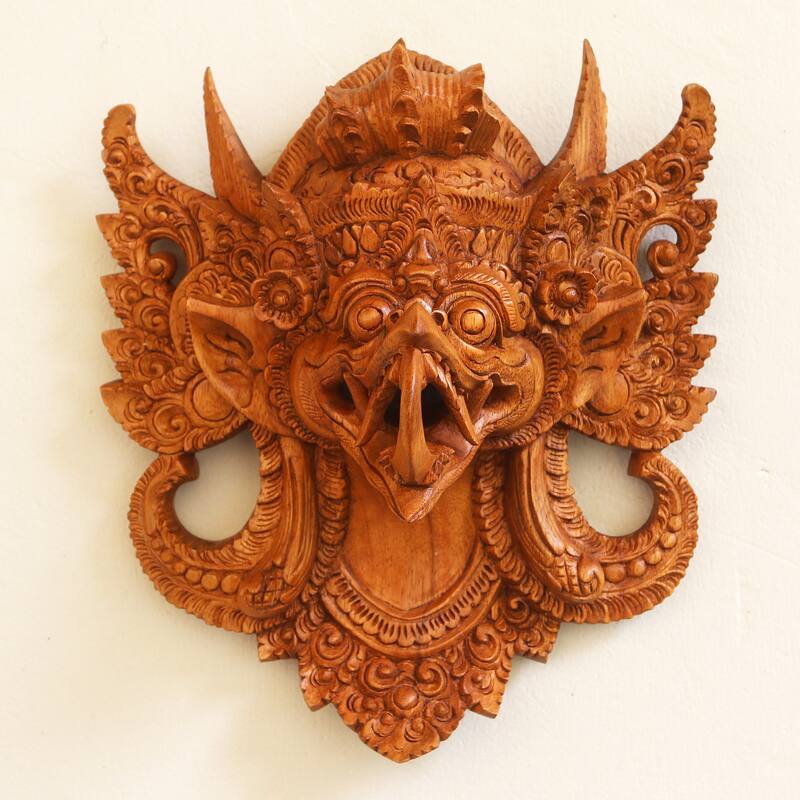 Novica Handmade Mighty Eagle Garuda Wood Mask
