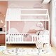 preview thumbnail 2 of 11, Twin Size Wood House Bed with Playhouse Design, Fence, and Customizable Rails