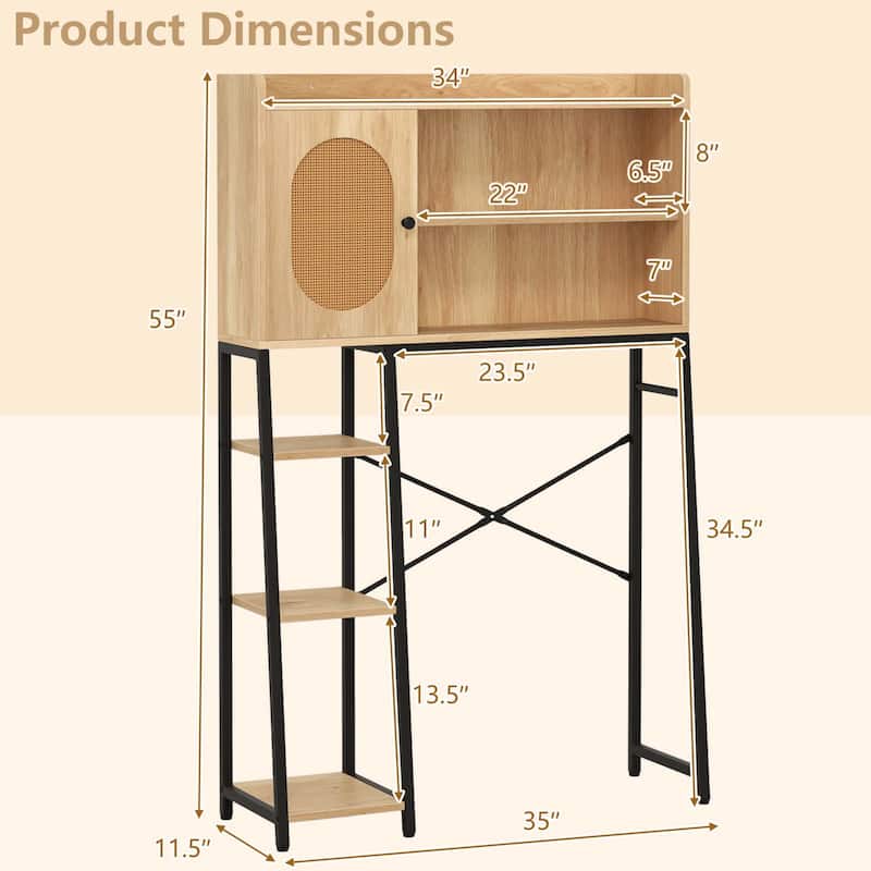 Costway Over The Toilet Storage Cabinet Space-saving Toilet Organizer - See Details