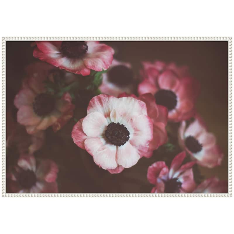 Kate and Laurel Sylvie Bouquet of Deep Pink Anemones Framed Canvas by Kristy Campbell