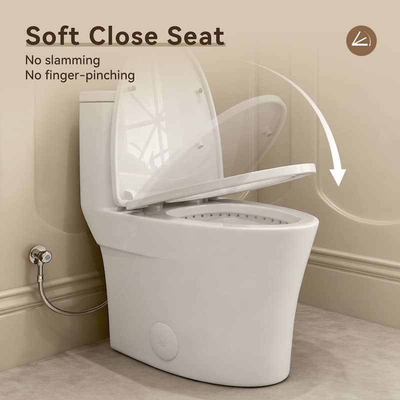HOROW 1 Piece Dual Flush Elongated Toilet White 0.8/1.28 GPF Seat Included - N/A