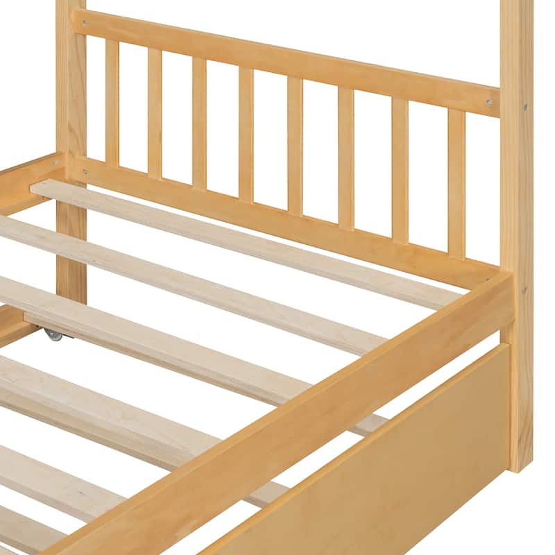 Twin House Bed with Pull-Out Trundle by Harper&Bright Designs