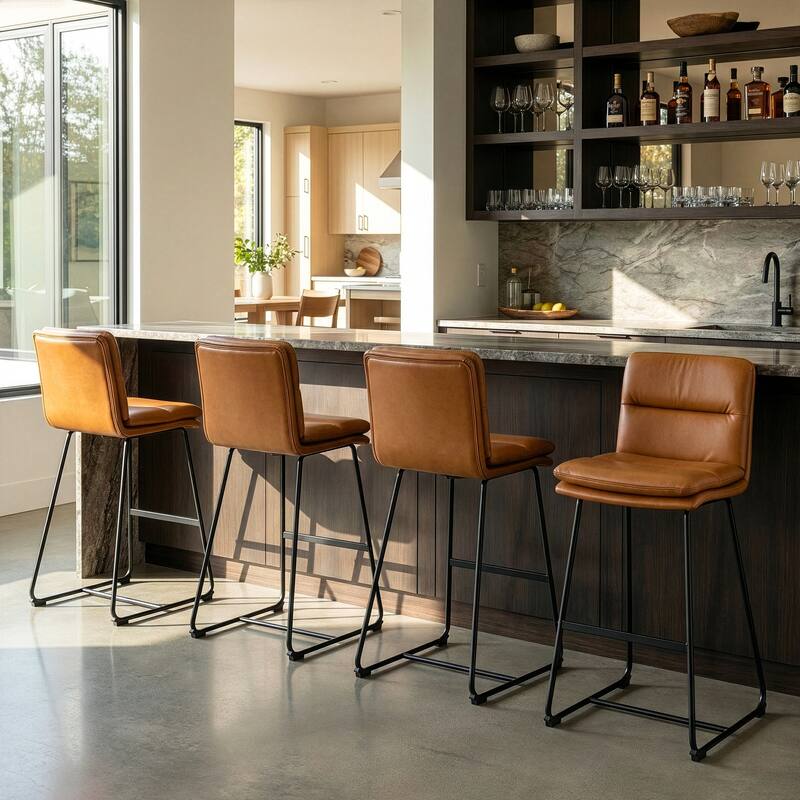 Set of 2 Aulani Upholstered Metal Frame Bar Stool