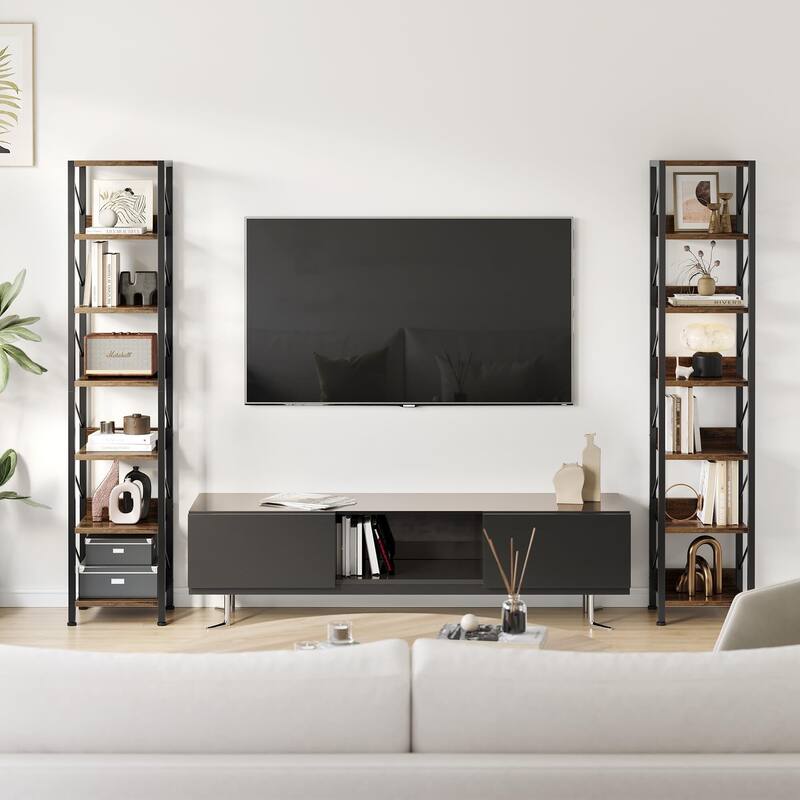 Narrow Bookshelf 6 Tier Tall Bookcase