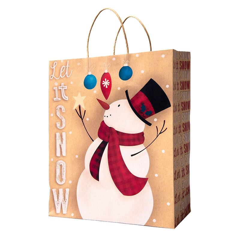 Pack of 12 Assorted Large Christmas Gift Bags with Handle - 14.25"