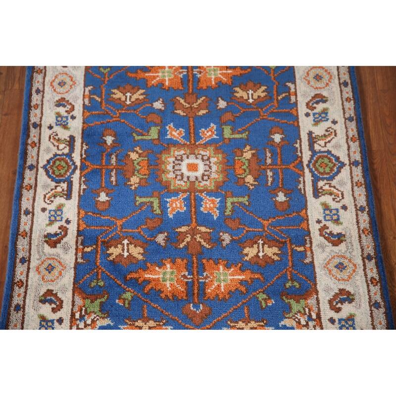Blue Oushak Oriental Area Rug Hand-knotted Wool Carpet - 3'1"x 5'0"