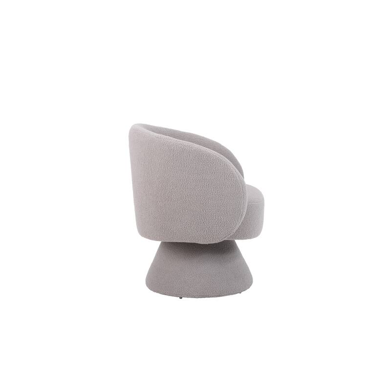 Grey Faux Fur 26.4" Swivel Round Barrel Chair