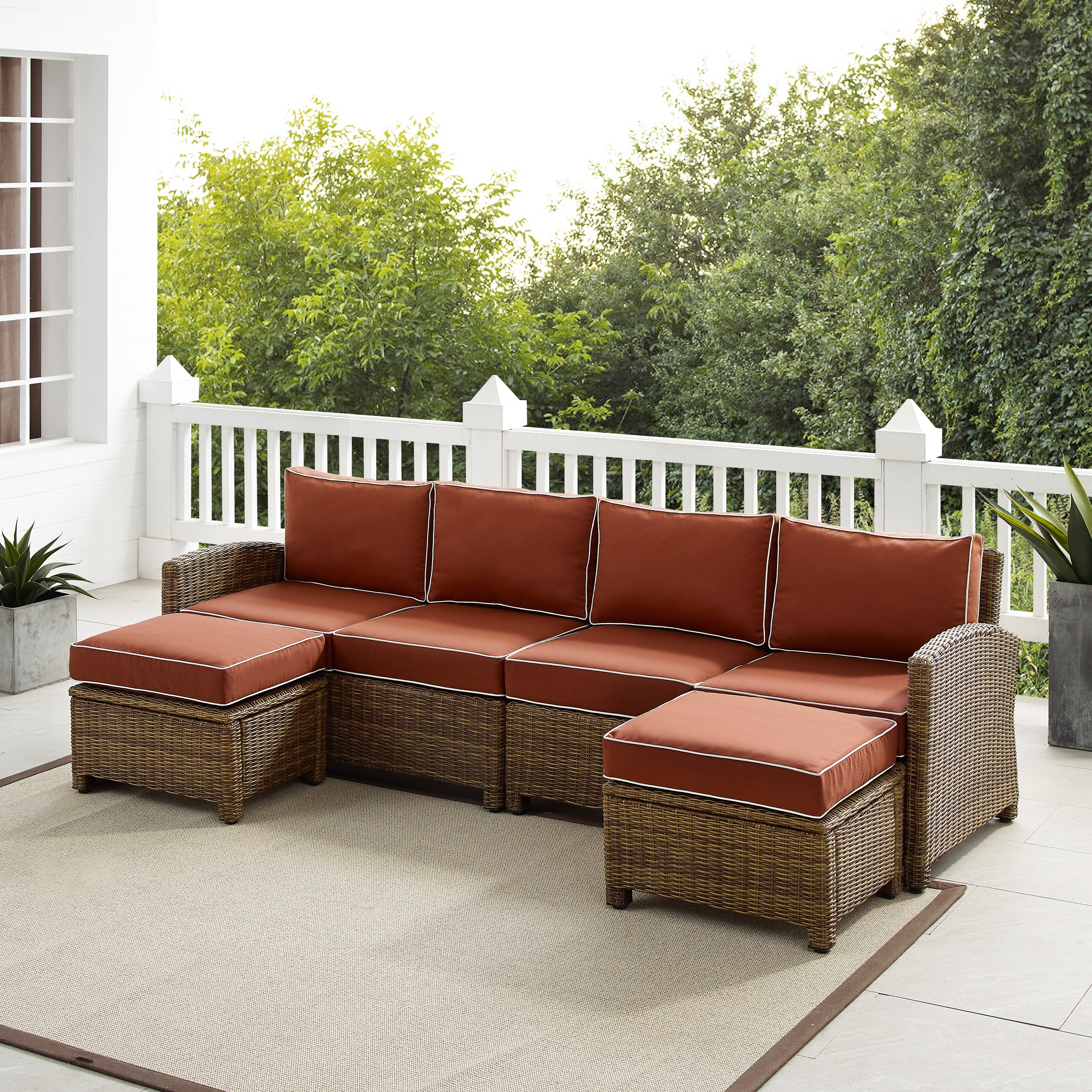Crosley Bradenton 4Pc Outdoor Wicker Sectional Set - 70.5"d - Picture 16 of 20