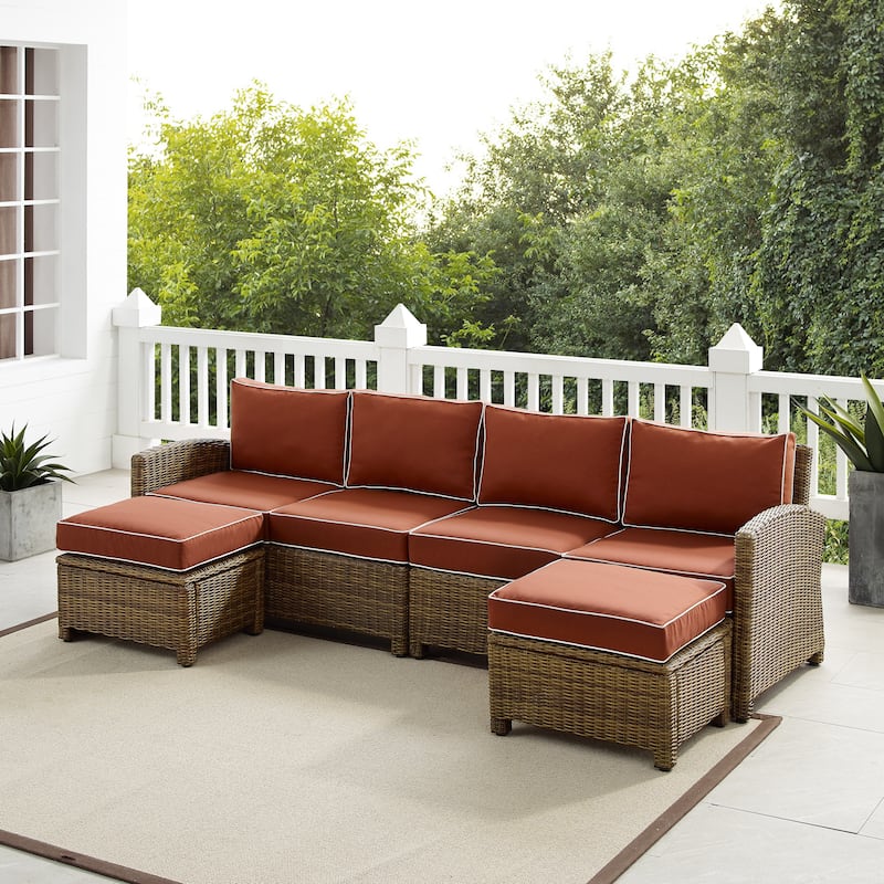 Crosley Bradenton 4Pc Outdoor Wicker Sectional Set - 70.5"d x 105.5"w x 32.5"h - Sangria